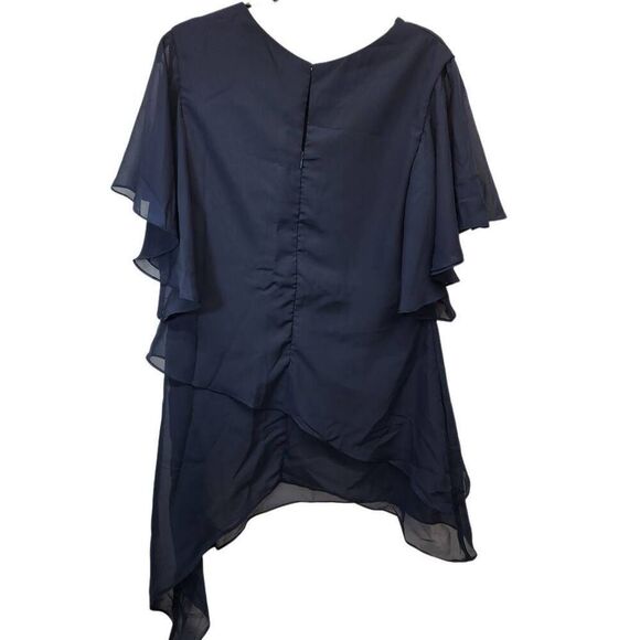 Women's 2 Pieces Pantsuits Navy Short Sleeve Chiffon Ankle Length Formal Size 12 - Picture 3 of 13